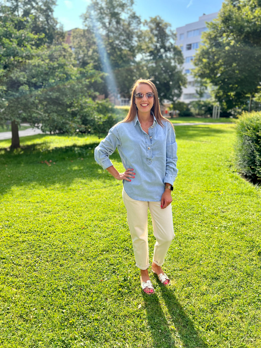 denim blouse