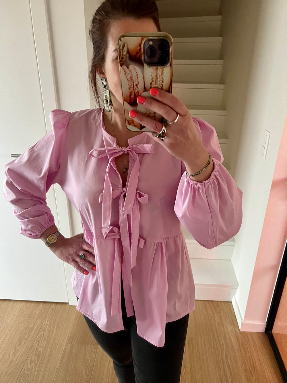 Blouse met strikdetails - Pink