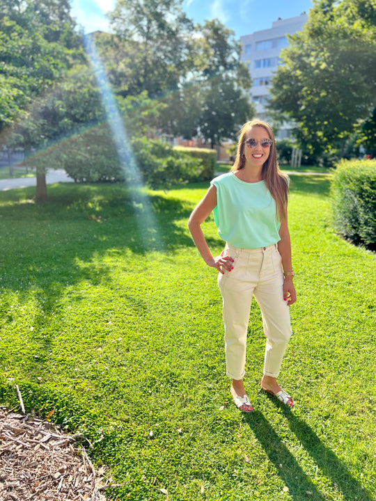 beige mom-fit jeans