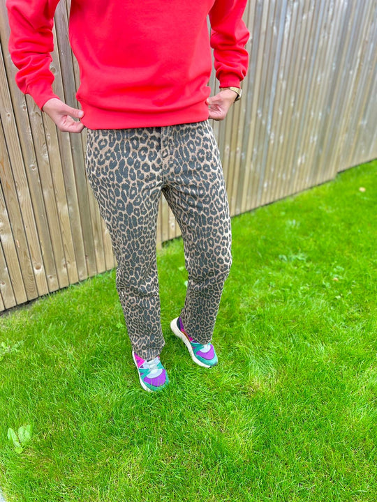 leopard rechte jeans