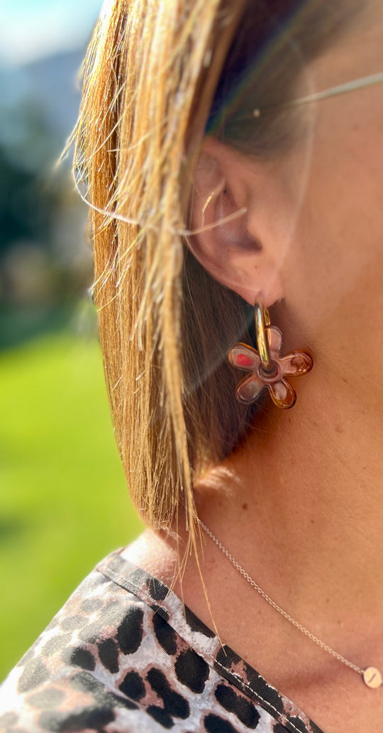 flower earrings -nude