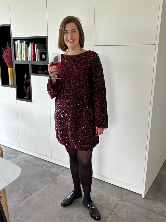 burgundy party dress