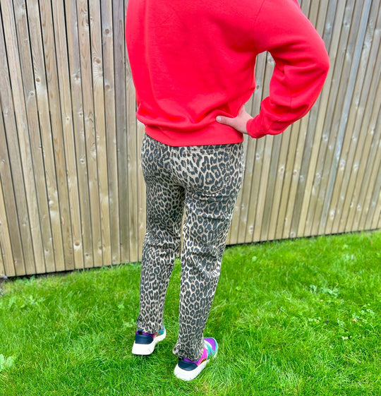 leopard rechte jeans