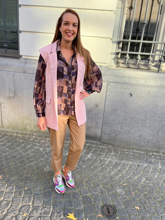 Mouwloze blazer - Roze