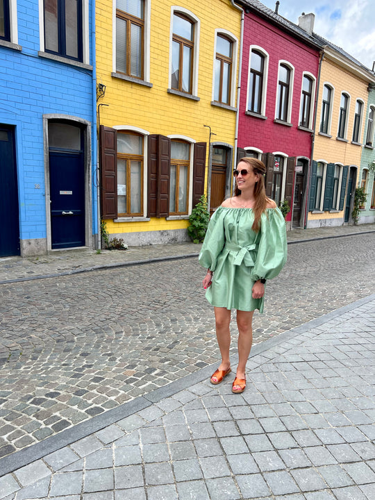 Green Shoulder dress