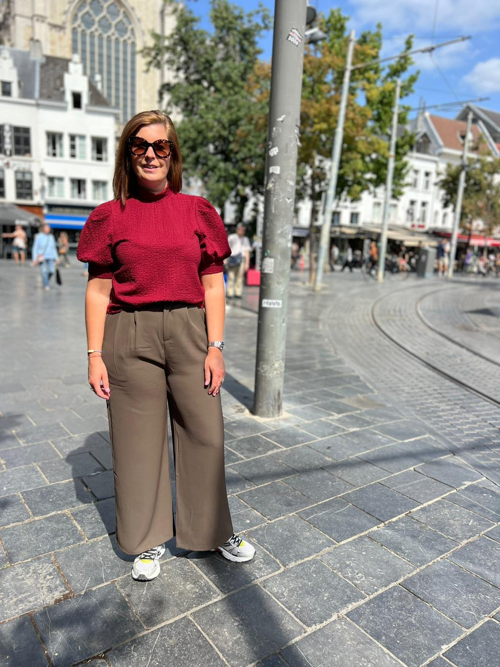 elin burgundy blouse