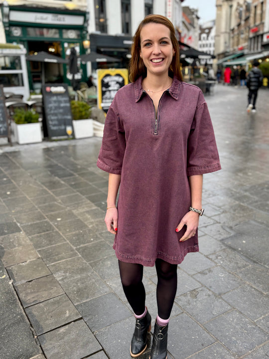 burgundy jeans dress