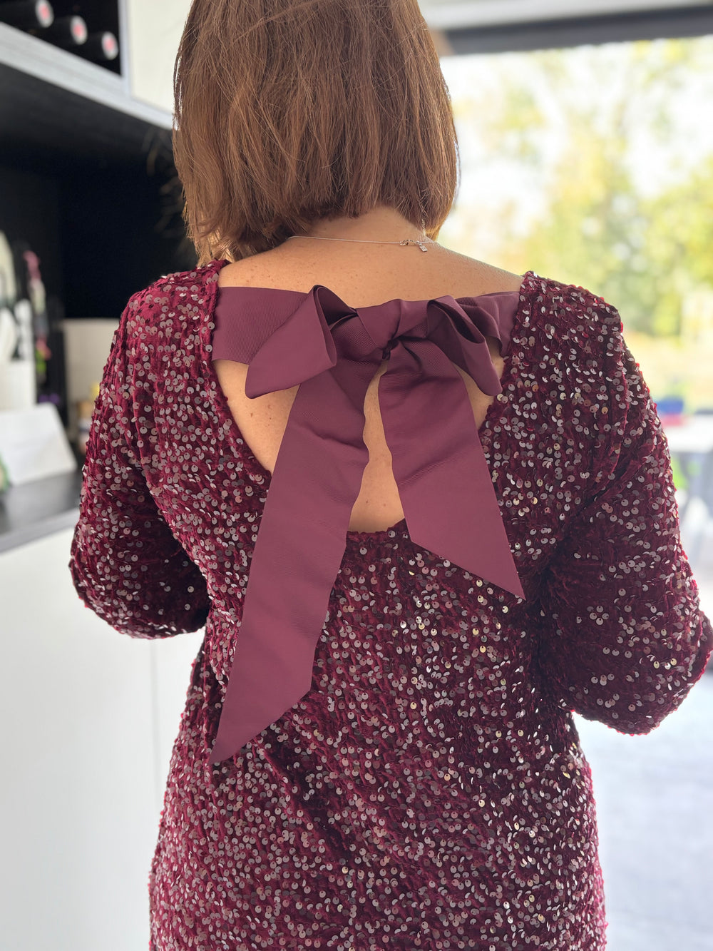 burgundy party dress