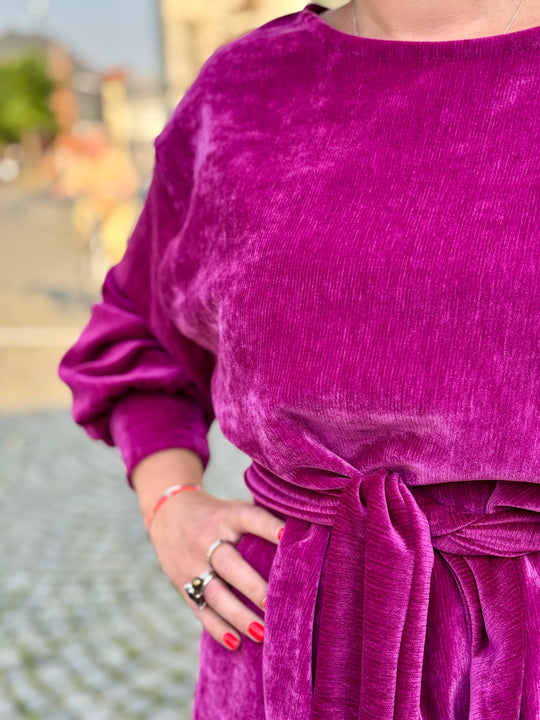 fuchsia velvet dress