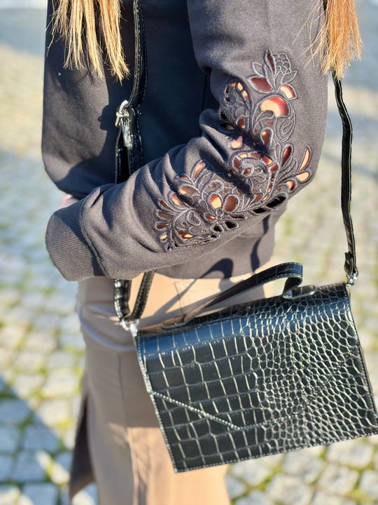 black croco bag