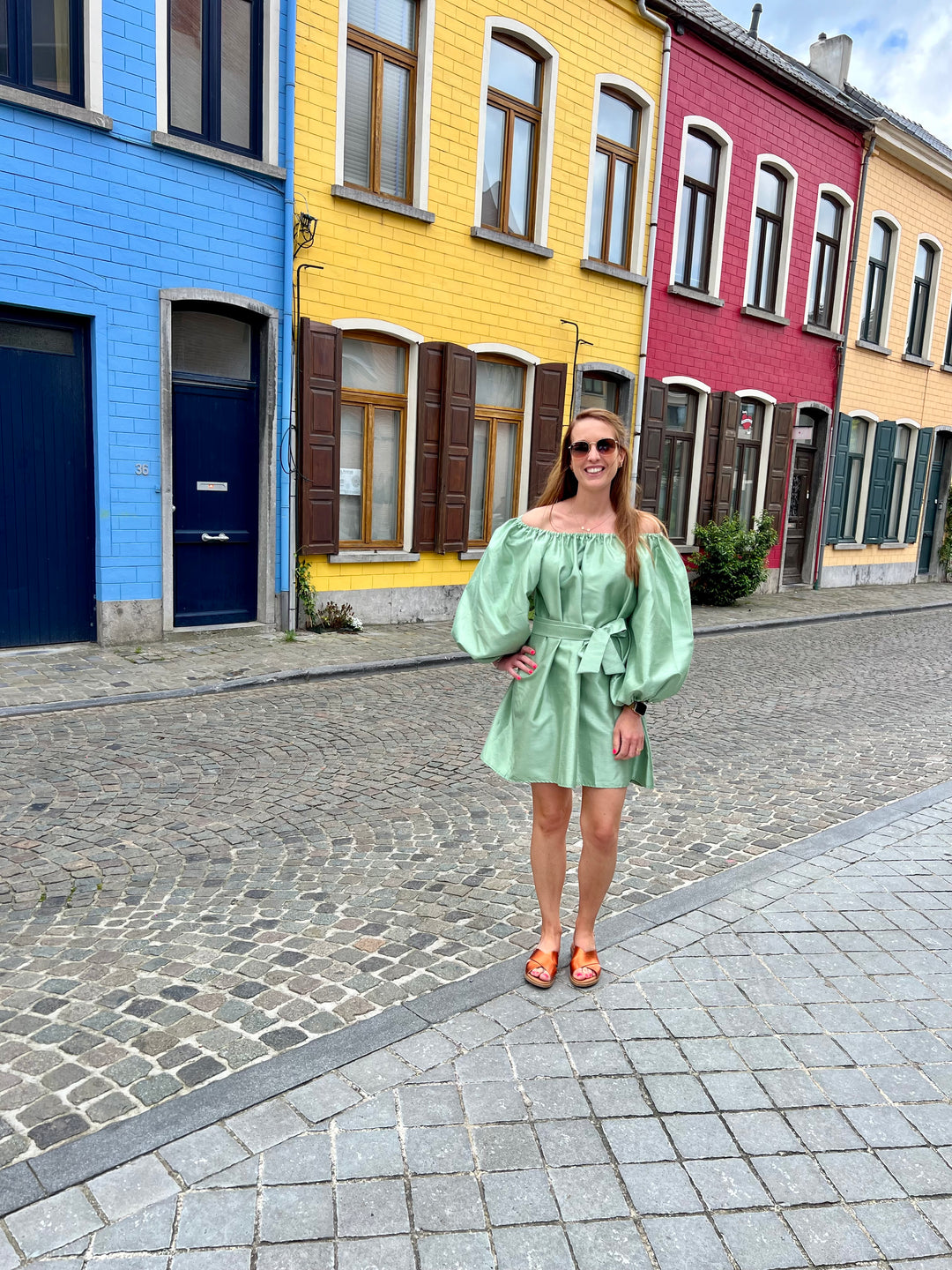 Green Shoulder dress