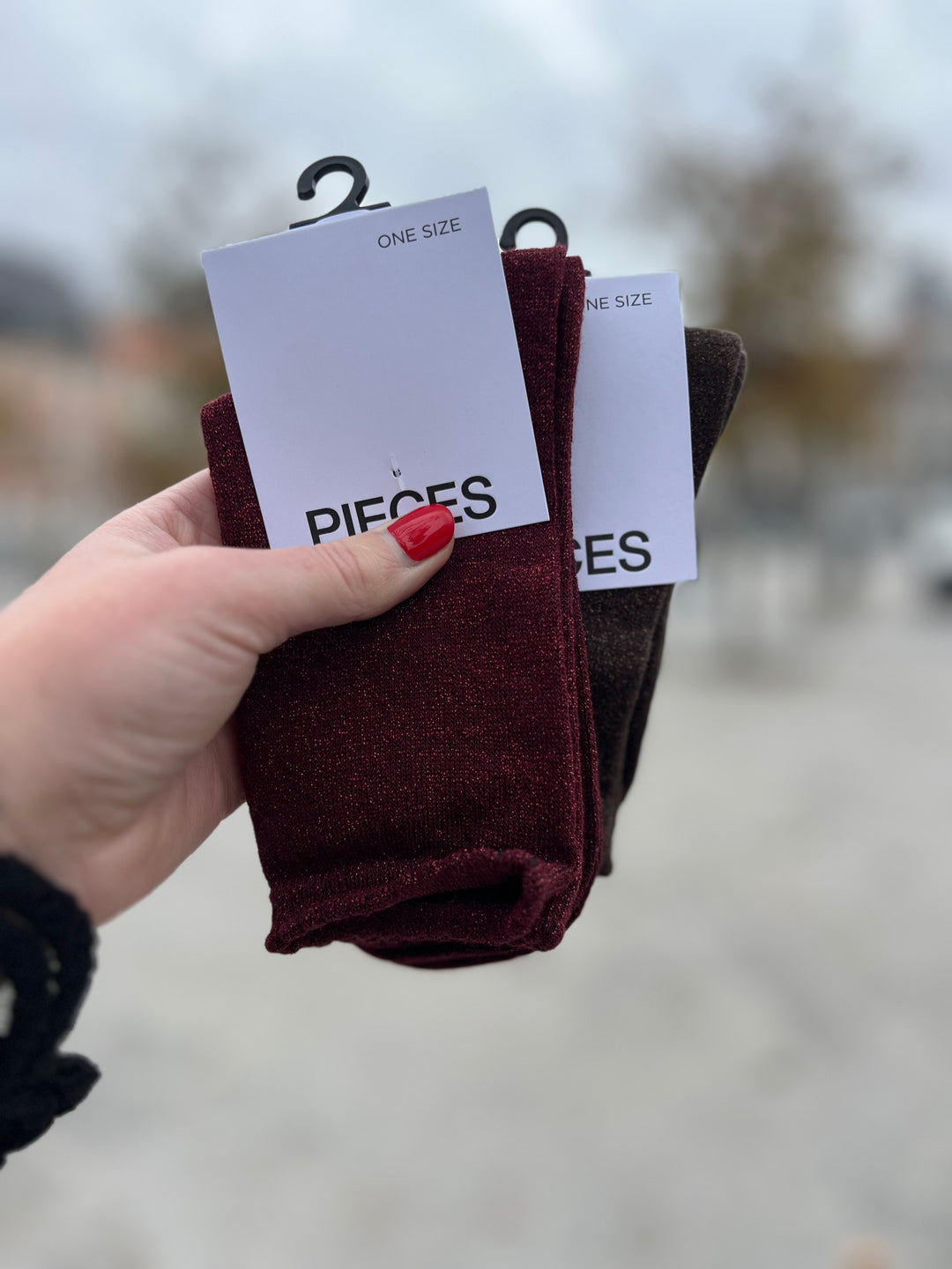 brown glitter sokjes