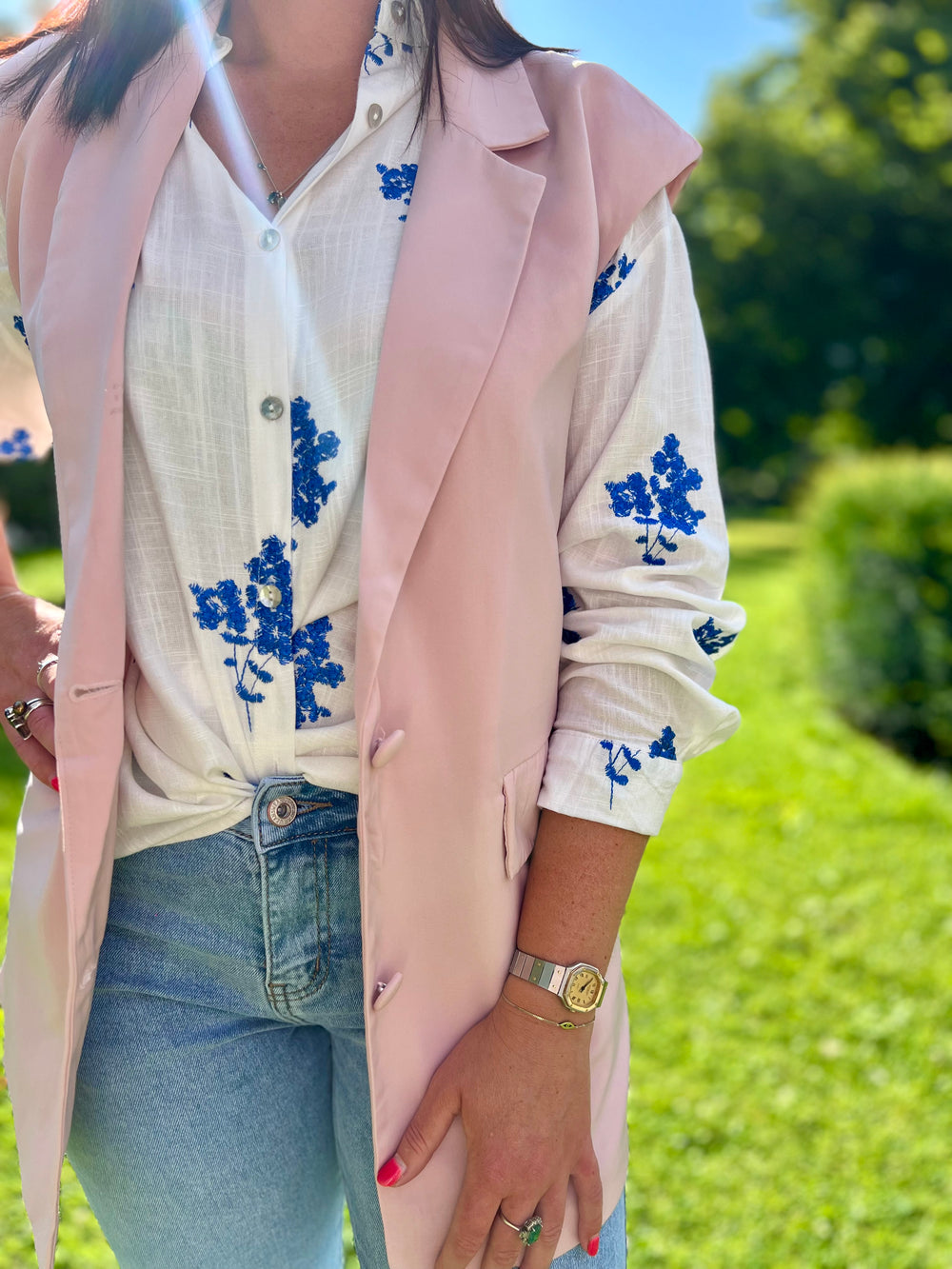 Mouwloze blazer - Roze