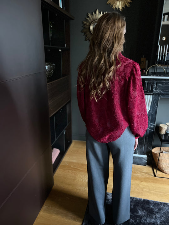 burgundy blouse