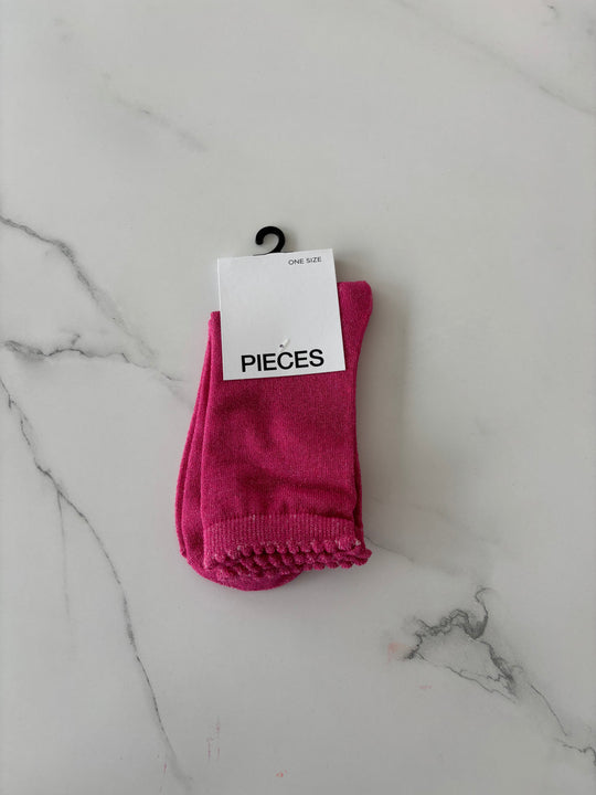fuchsia glitter sokjes