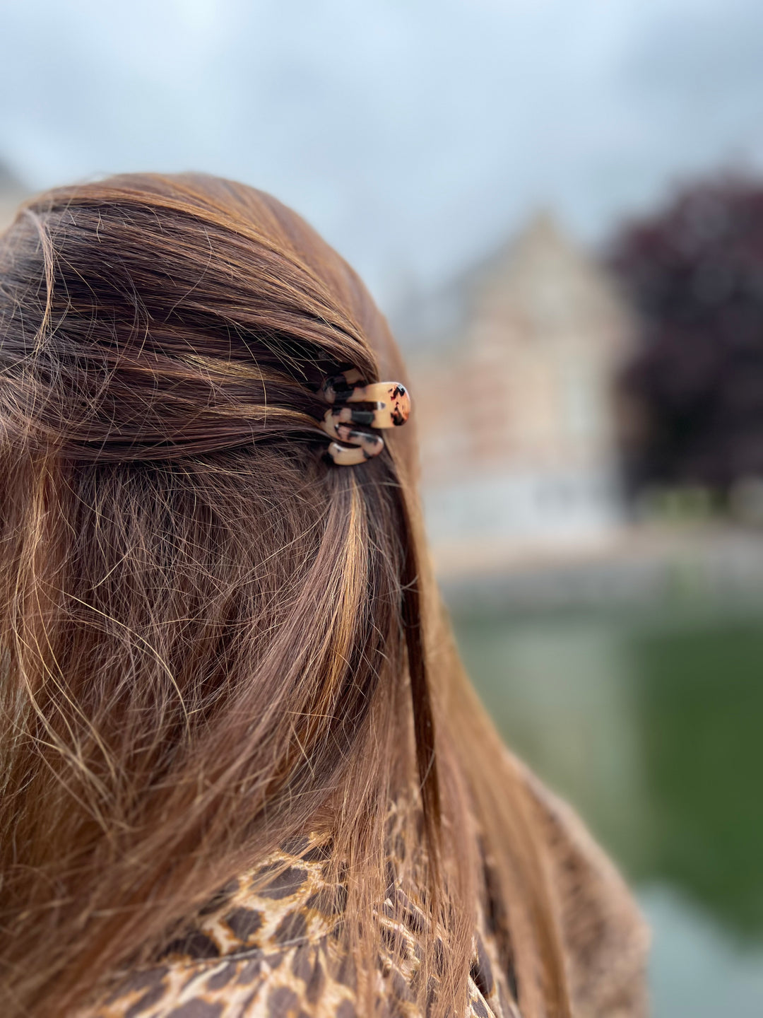 Hair clip leopard cross brown