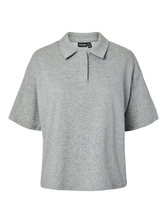 grey polo shirt