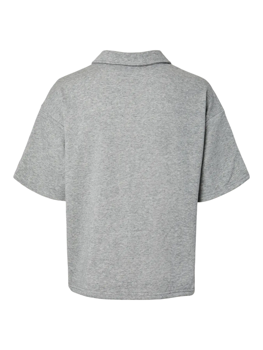 grey polo shirt